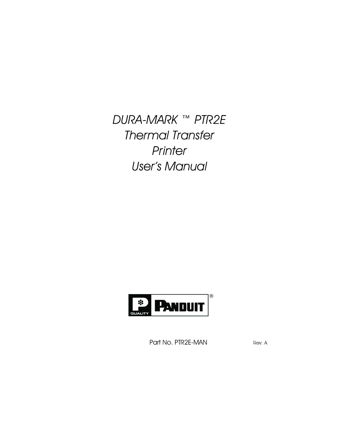 Panduit user manual DURA-MARK PTR2E 