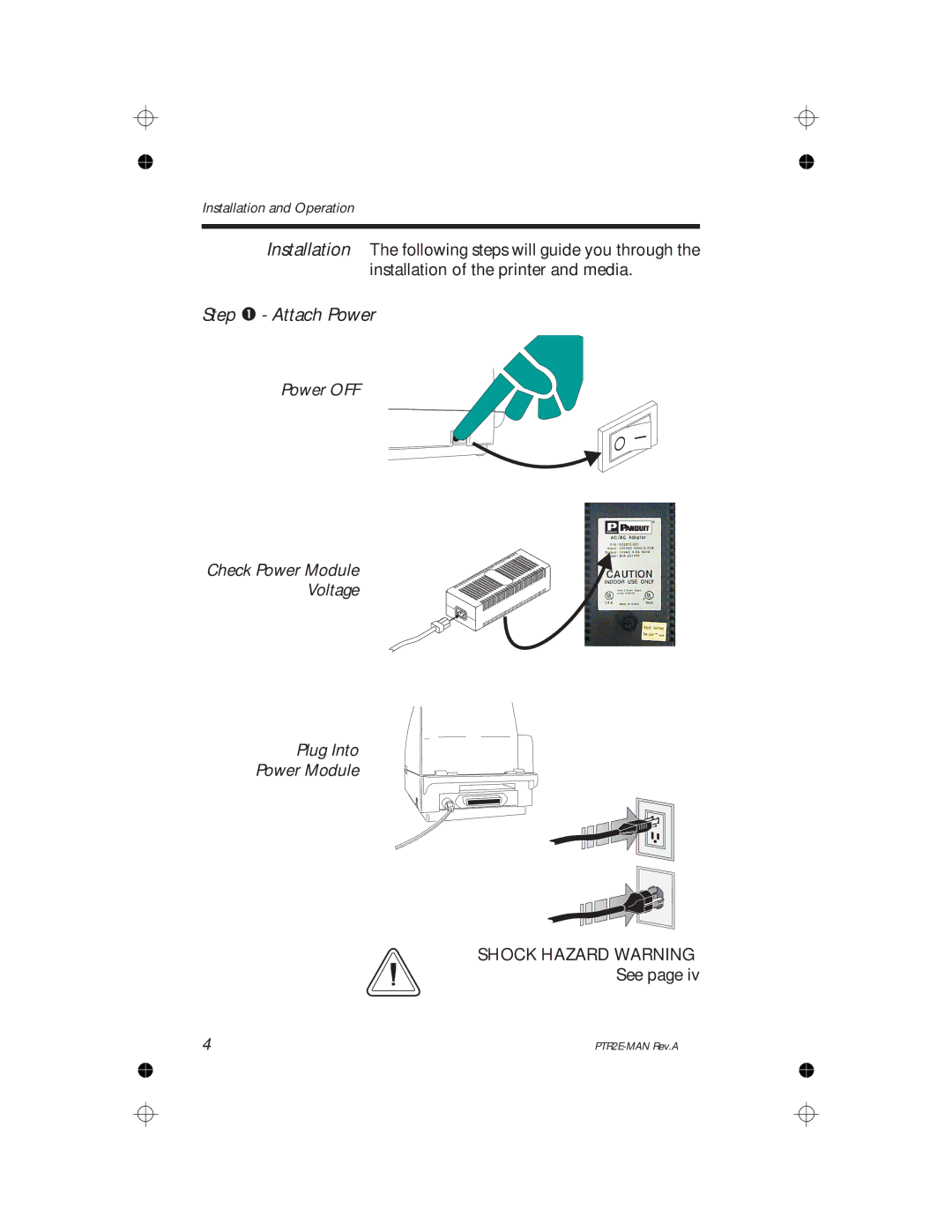 Panduit PTR2E user manual Attach Power 