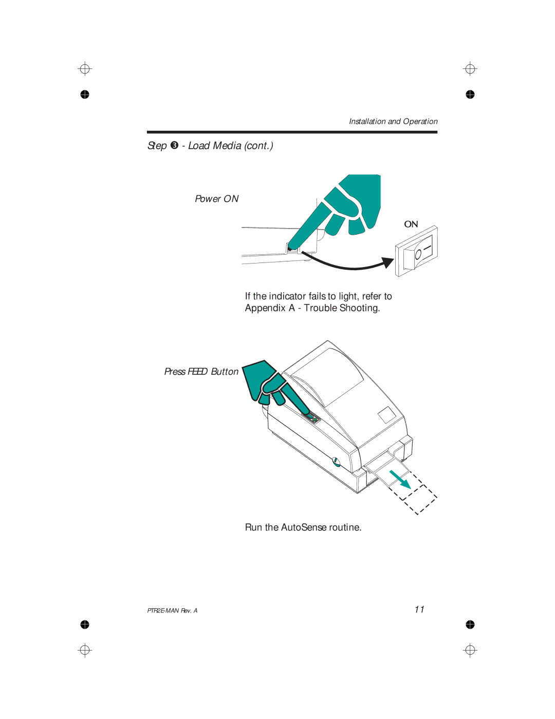 Panduit PTR2E user manual Power on 