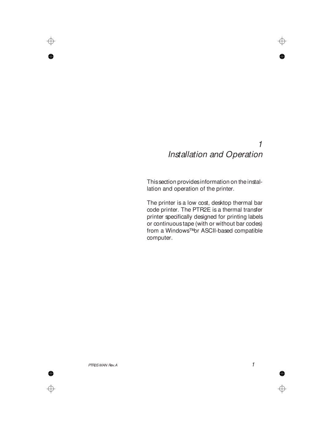 Panduit PTR2E user manual Installation and Operation 