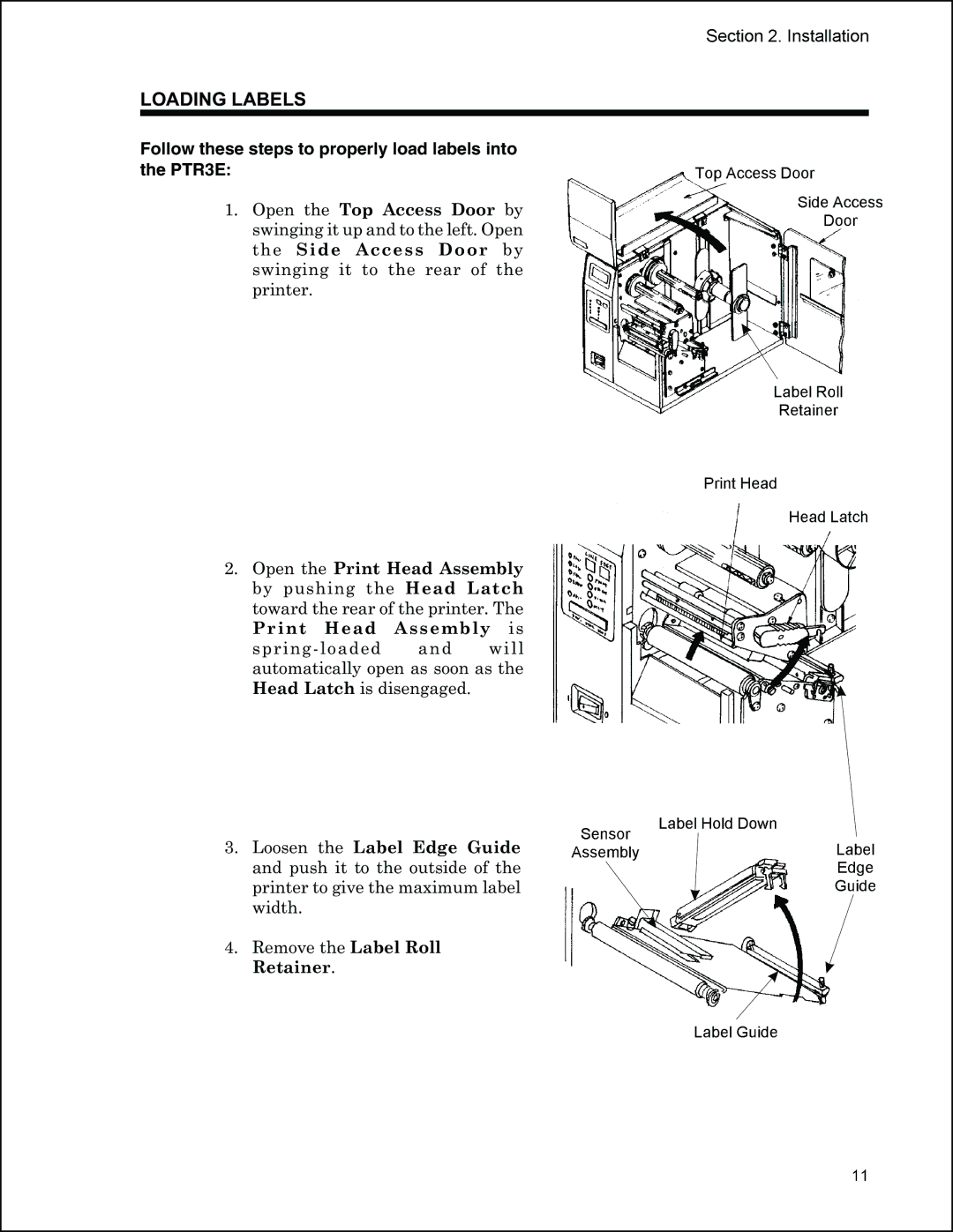 Panduit PTR3E manual Follow these steps to properly load labels into 