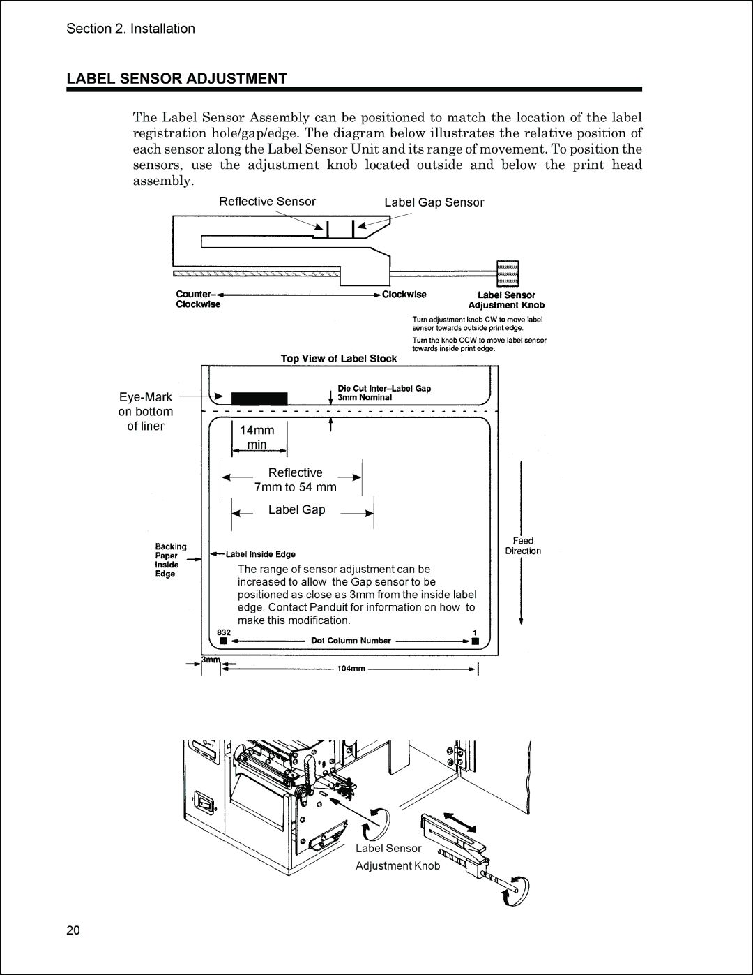 Panduit PTR3E manual Label Sensor Adjustment 