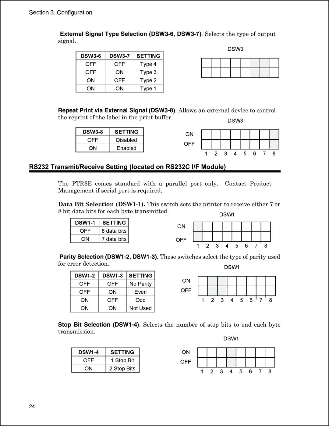 Panduit PTR3E manual External, Repeat Print via Ex er 