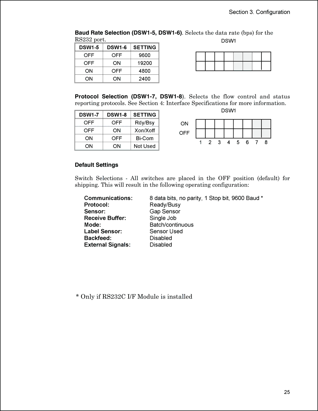 Panduit PTR3E manual Protocol Selecti, Default S Tti gs 