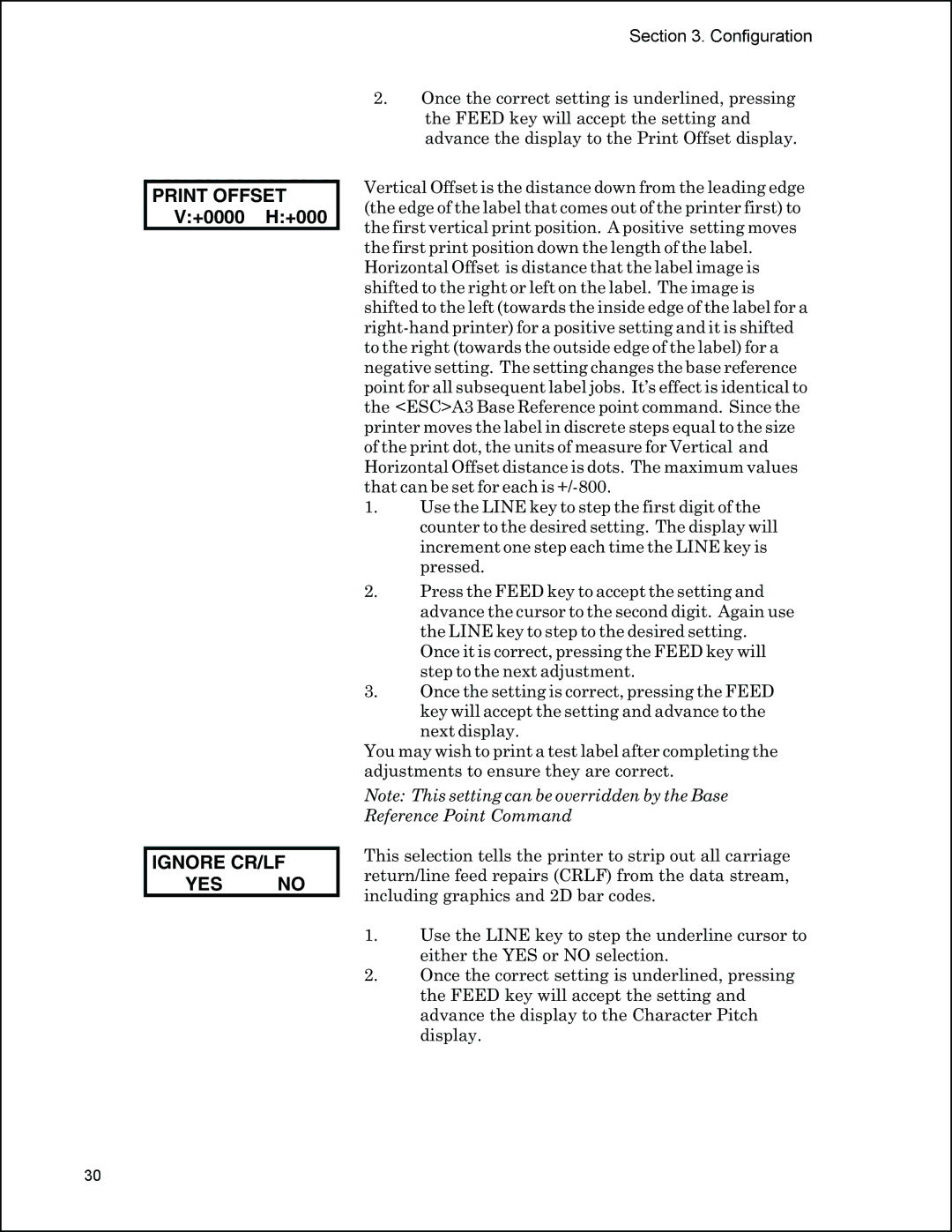 Panduit PTR3E manual Print Offset, Ignore CR/LF YES no 