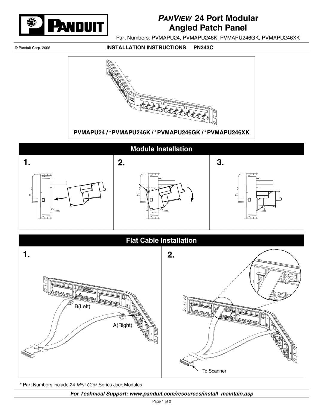 Panduit PVMAPU246K, PVMAPU246XK installation instructions Panview 24 Port Modular Angled Patch Panel, To Scanner 