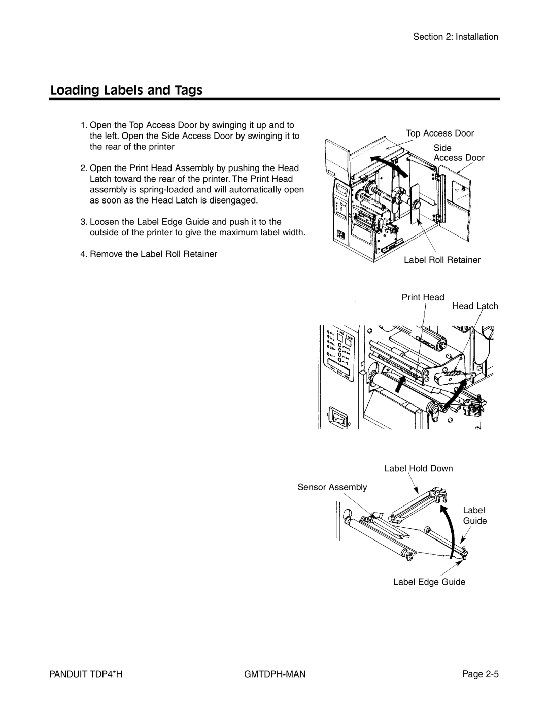 Panduit TDP46H, TDP43H, TDP42H manual Loading Labels and Tags 