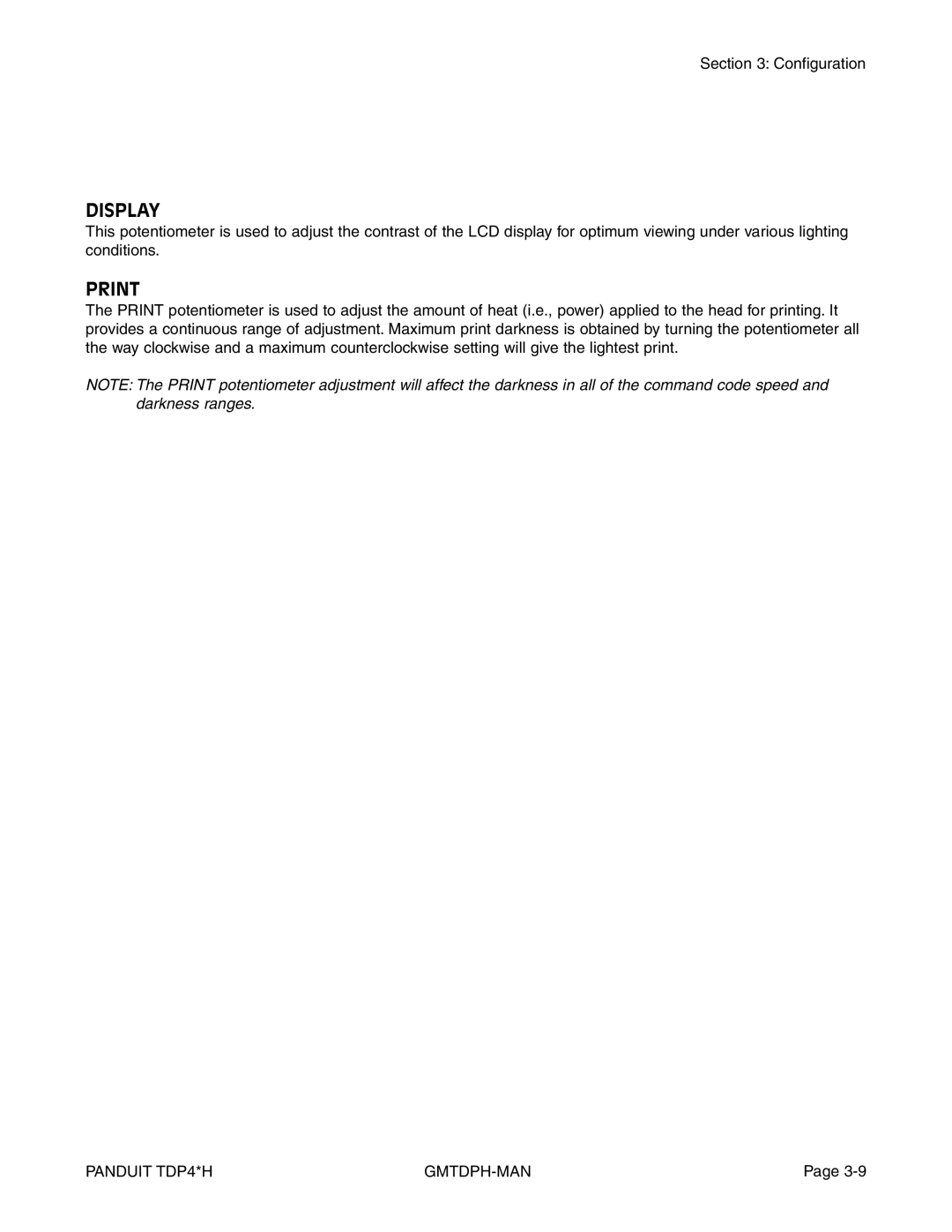 Panduit TDP46H, TDP43H, TDP42H manual Display, Print 