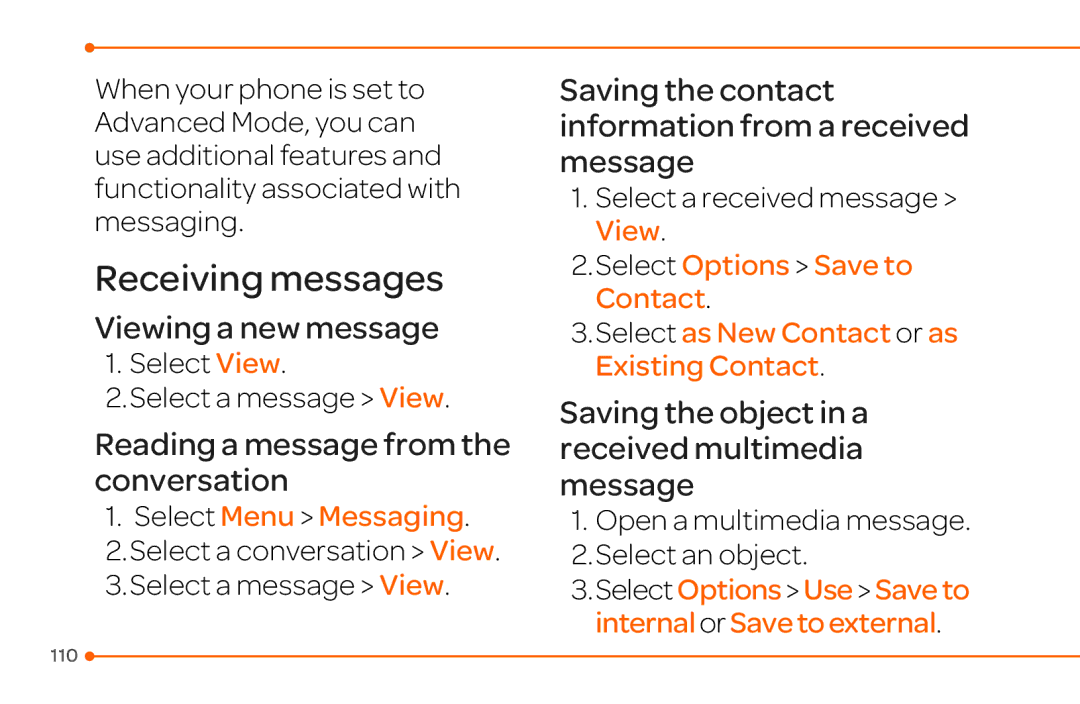 Pantech 4 manual Reading a message from the conversation, Select View Select a message View, Select Menu Messaging 