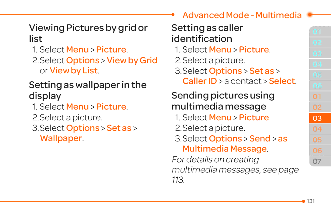 Pantech 4 manual Setting as caller identification, Select Options Set as Wallpaper Advanced Mode Multimedia 