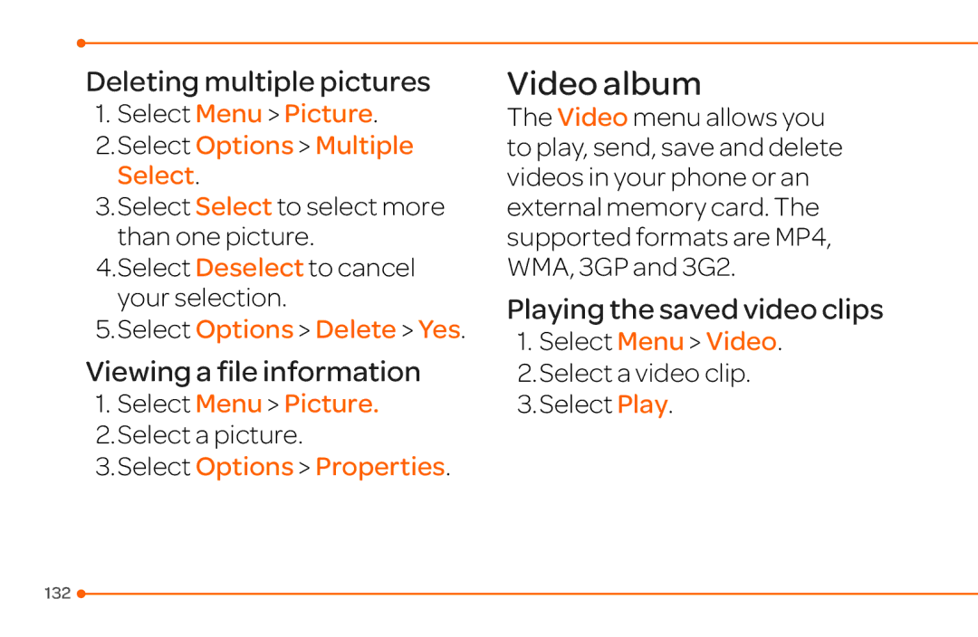 Pantech 4 manual Select Options Delete Yes, Select Options Properties, Select Menu Video Select a video clip Select Play 