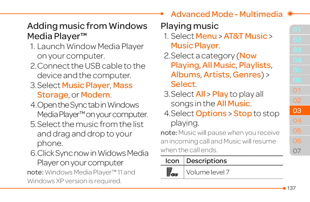 Pantech 4 manual Adding music from Windows Media Player, Playing music, Launch Window Media Player on your computer 