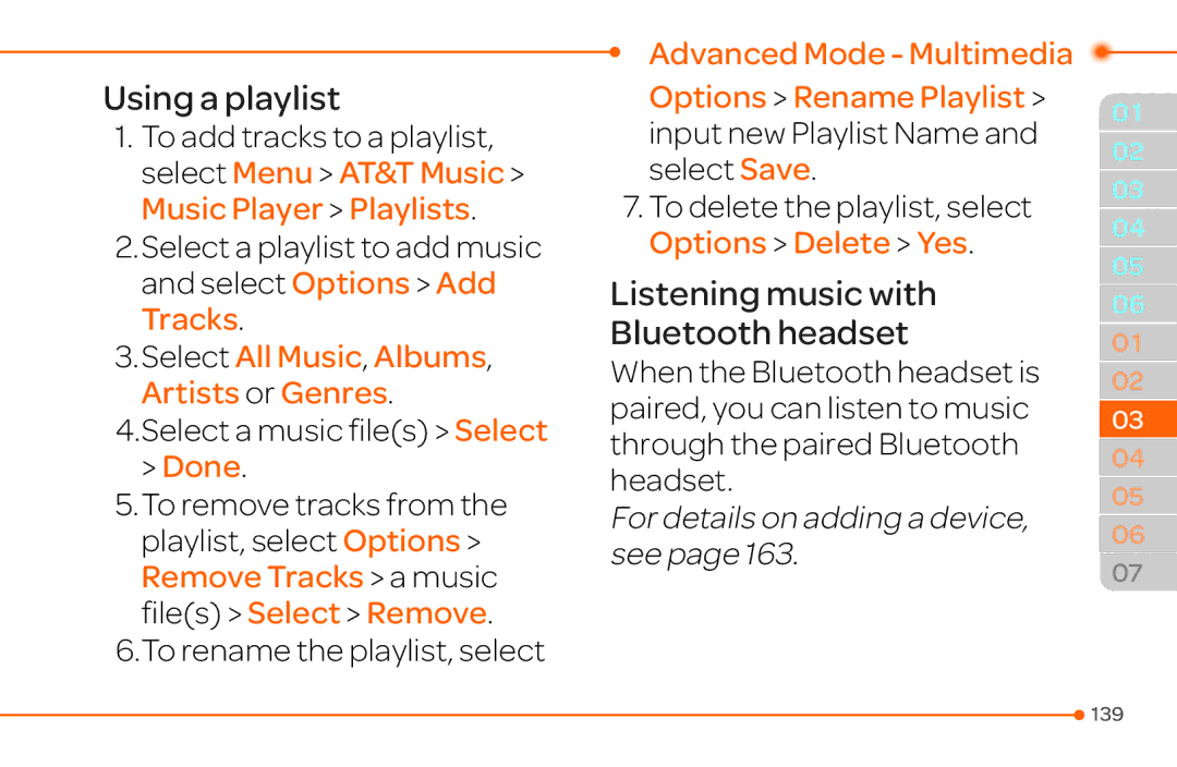 Pantech 4 Using a playlist, Listening music with Bluetooth headset, Done, Advanced Mode Multimedia Options Rename Playlist 