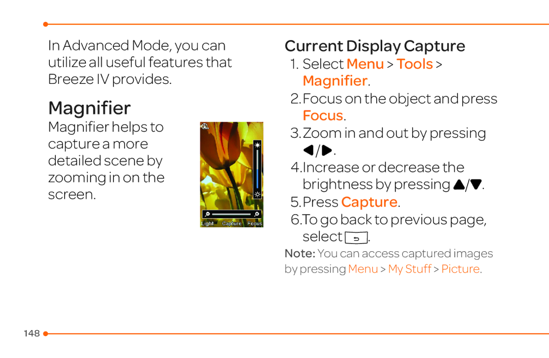 Pantech 4 manual Select Menu Tools Magnifier 