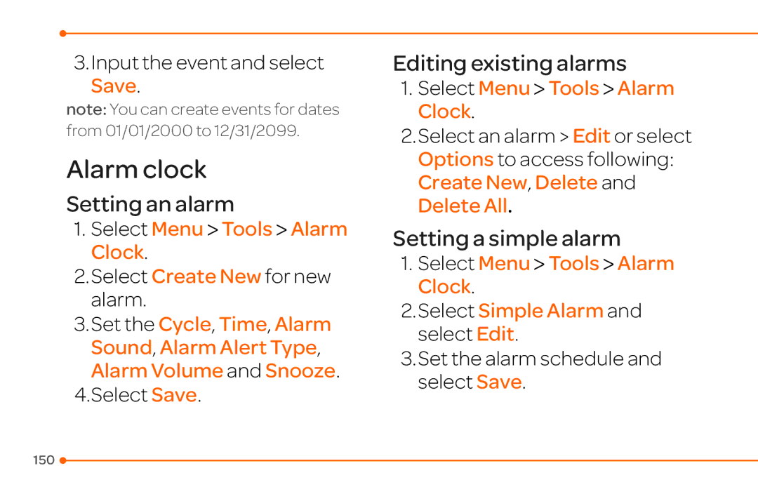 Pantech 4 manual Input the event and select Save, Select Simple Alarm and select Edit 