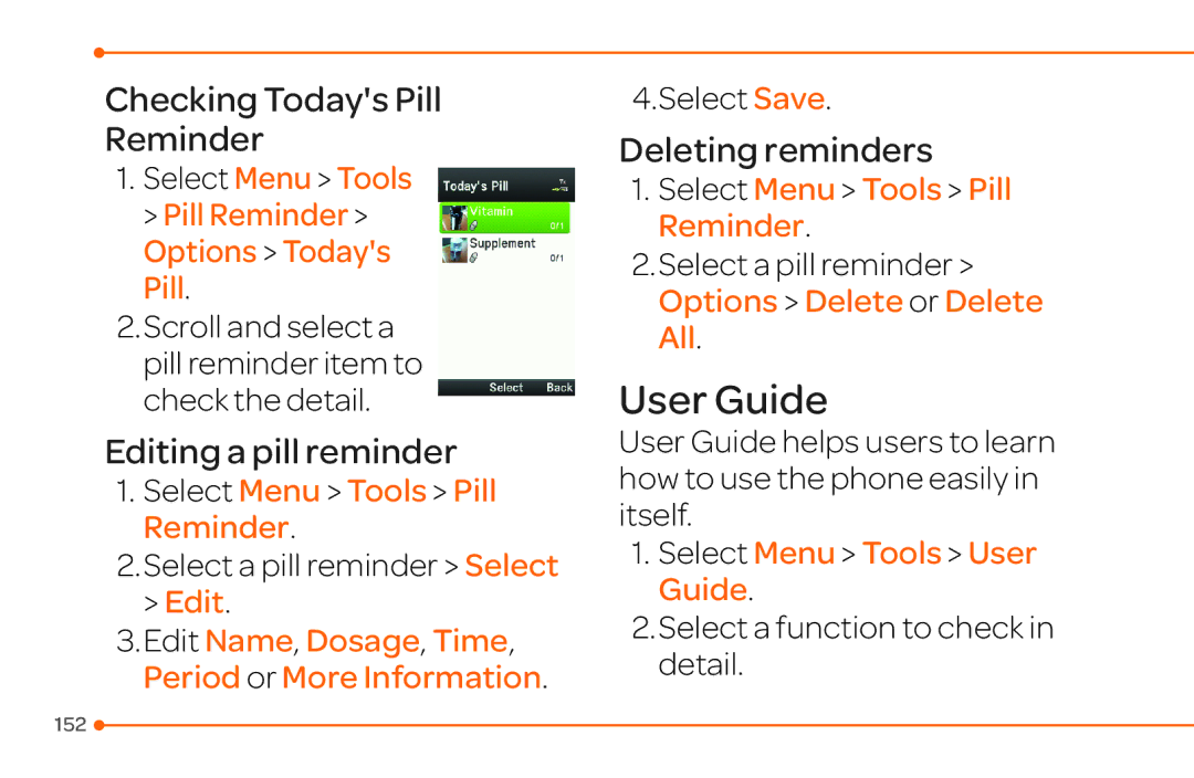 Pantech 4 manual Checking Todays Pill Reminder, Edit Edit Name, Dosage, Time, Period or More Information 