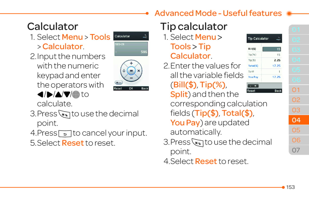 Pantech 4 manual Select Menu Tools Tip Calculator 