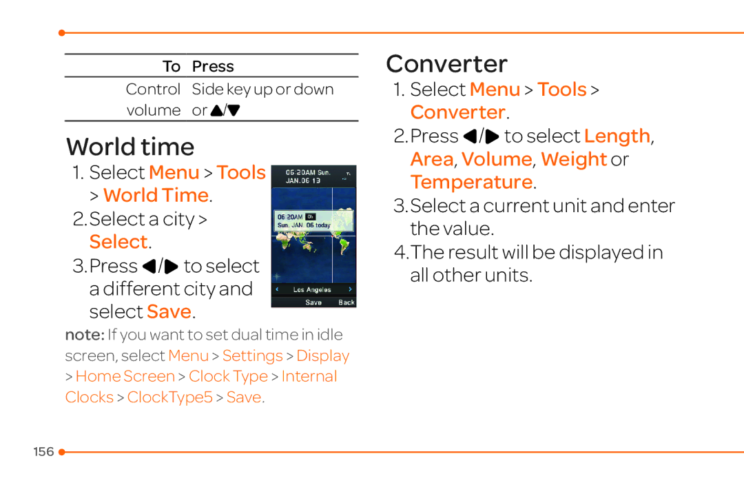 Pantech 4 manual World time, Select Menu Tools Converter 