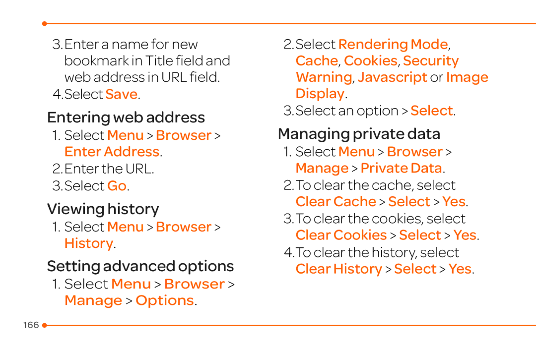 Pantech 4 manual Select Menu Browser Enter Address, Select Menu Browser History 