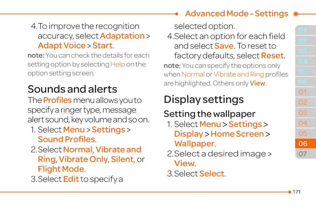 Pantech 4 manual Sounds and alerts, Select Edit to specify a, Advanced Mode Settings, Selected option 