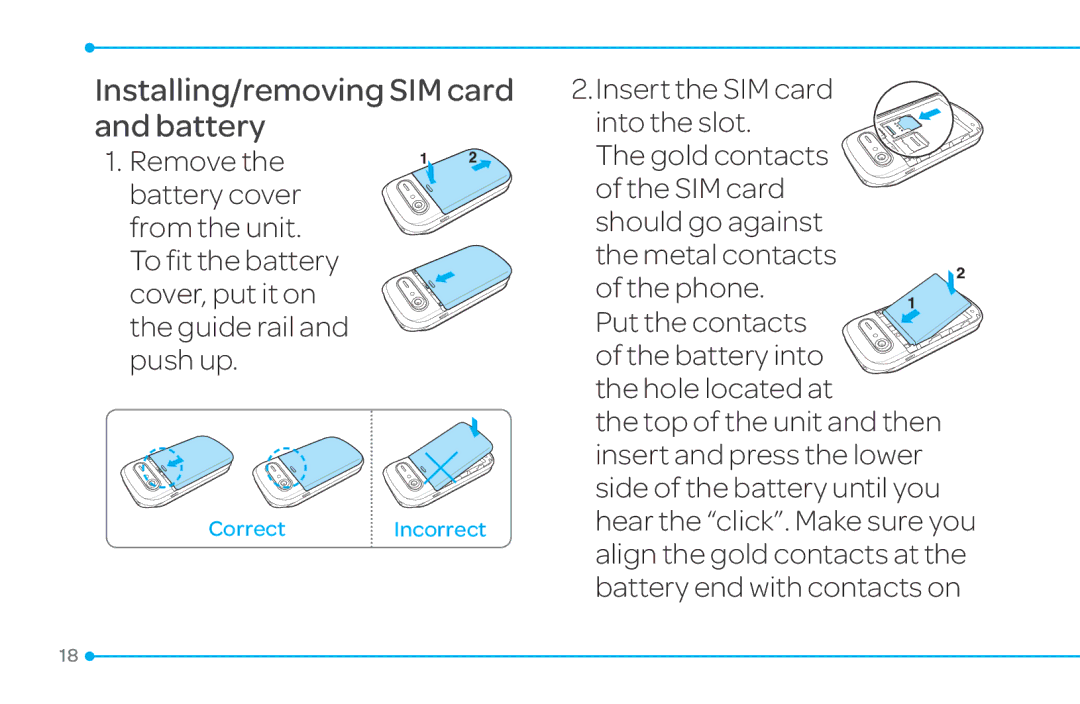 Pantech 4 manual Installing/removing SIM card and battery 