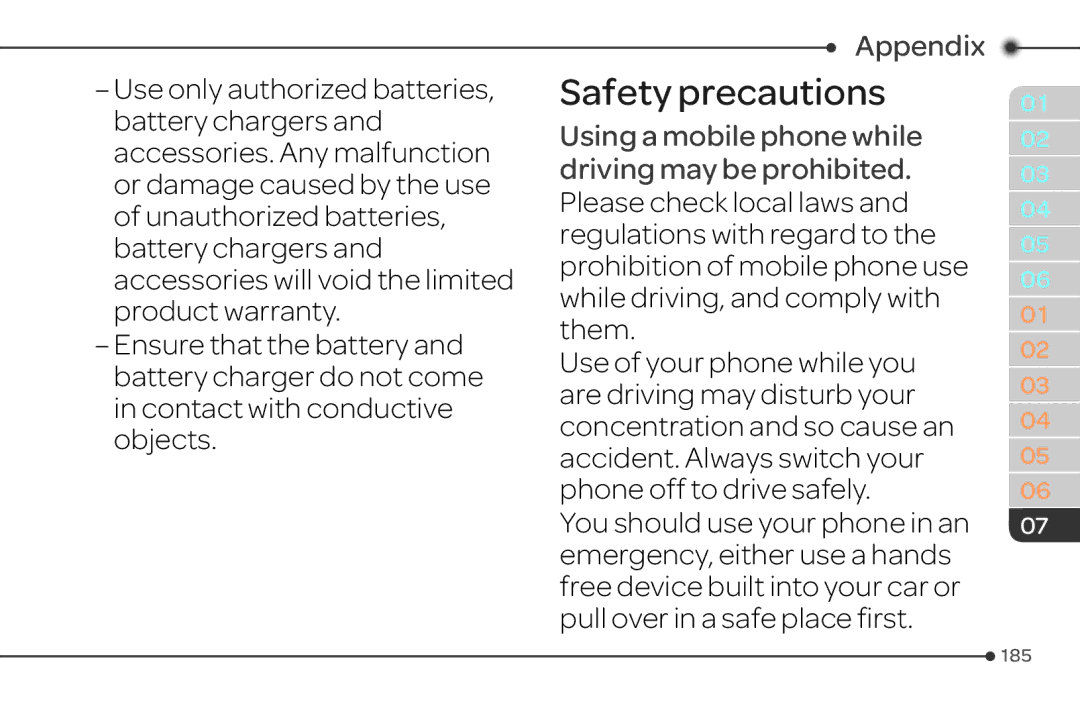 Pantech 4 manual Safety precautions, Using a mobile phone while driving may be prohibited 