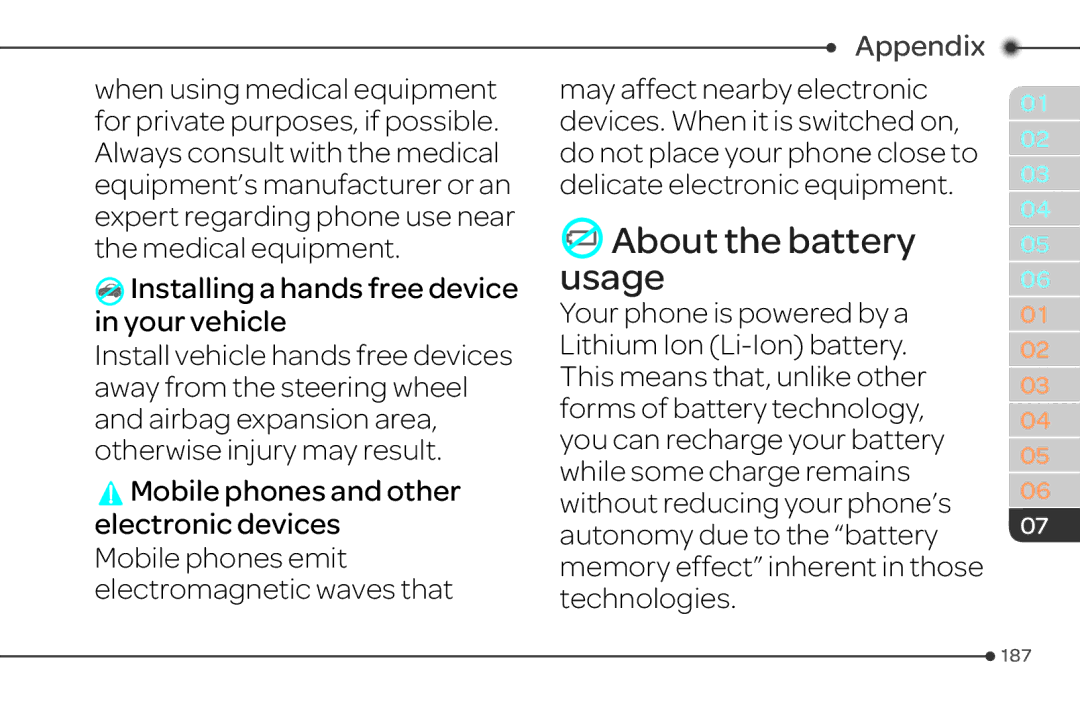 Pantech 4 manual About the battery usage 