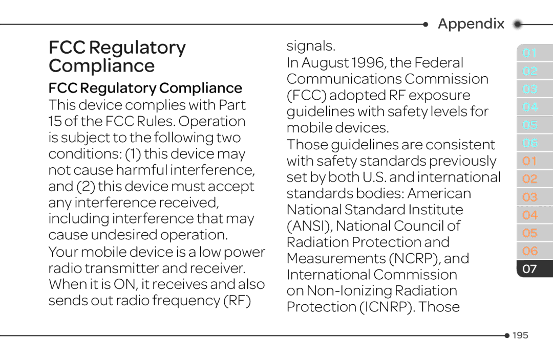 Pantech 4 manual FCC Regulatory Compliance, Signals 