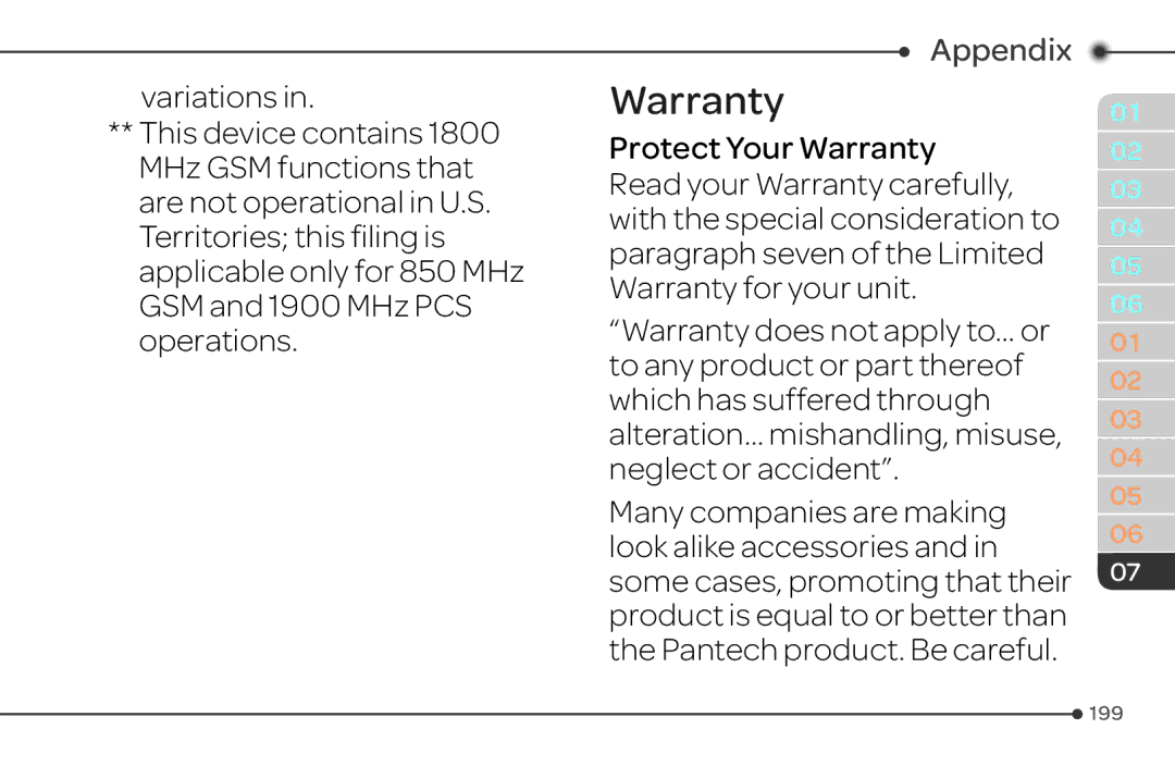 Pantech 4 manual Warranty 