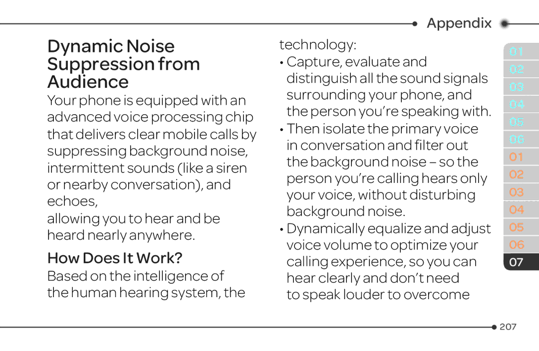 Pantech 4 manual Dynamic Noise Suppression from Audience, How Does It Work?, Technology, To speak louder to overcome 