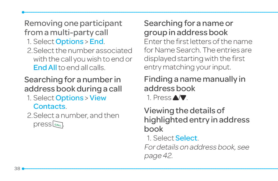 Pantech 4 manual Searching for a number in address book during a call, Searching for a name or group in address book 