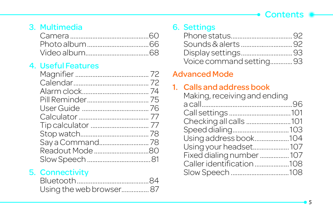 Pantech 4 manual Contents 