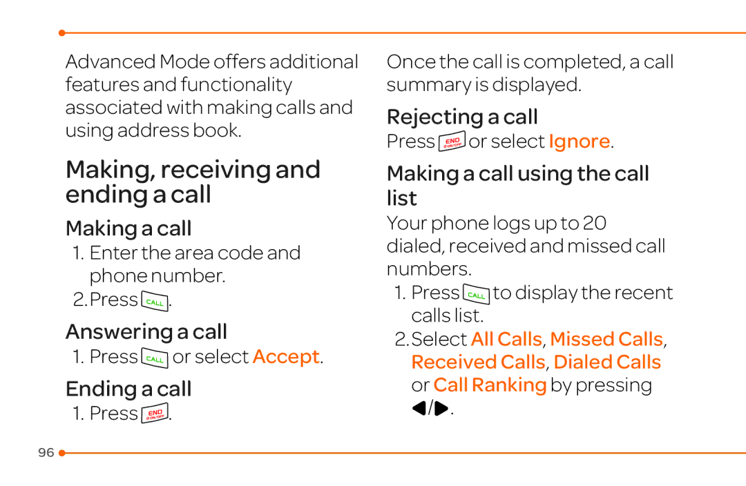 Pantech 4 manual Making, receiving and ending a call 