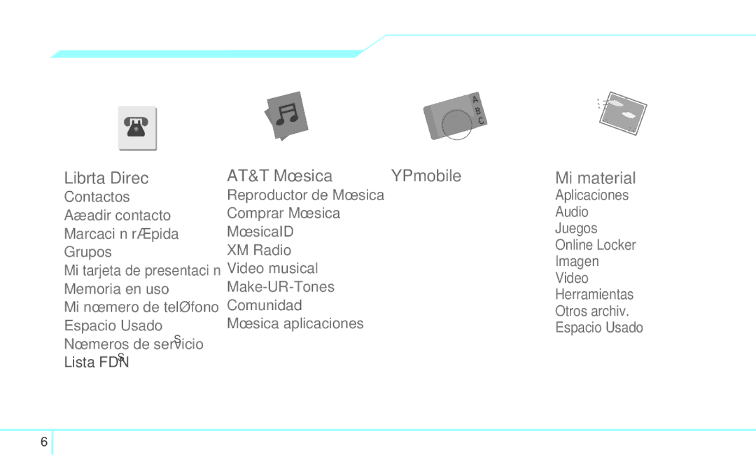 Pantech 4160292, 5U000249C0A manual Librta Direc, AT&T Música YPmobile 