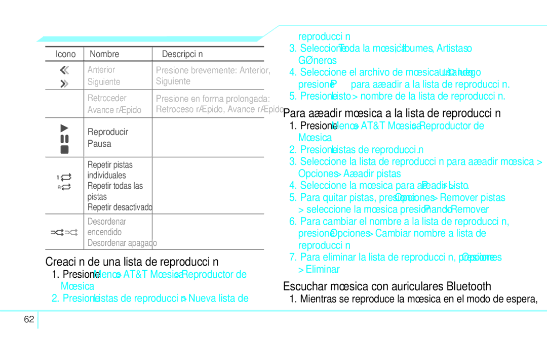 Pantech 4160292 manual Creación de una lista de reproducción, Para añadir música a la lista de reproducción, Eliminar 