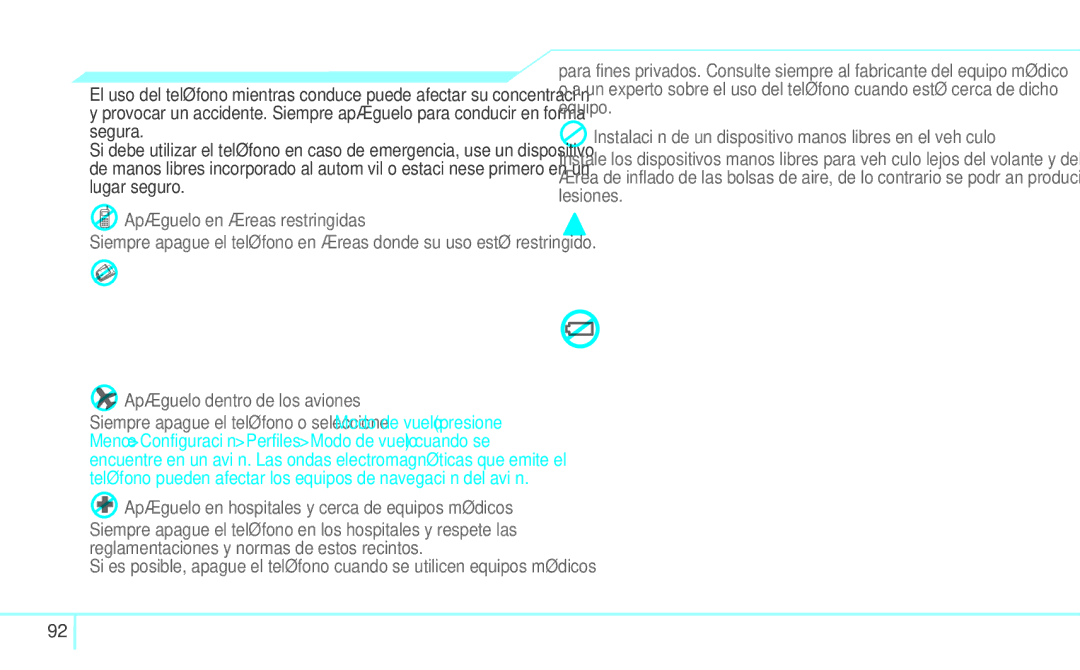 Pantech 4160292 Acerca del uso de la batería, Apáguelo en áreas restringidas, Apáguelo en áreas de explosivos o peligrosas 