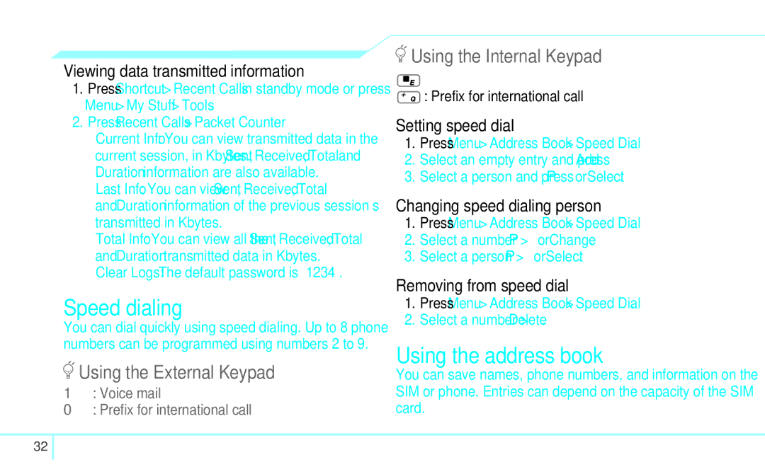 Pantech 4160292, 5U000249C0A manual Speed dialing, Using the address book 