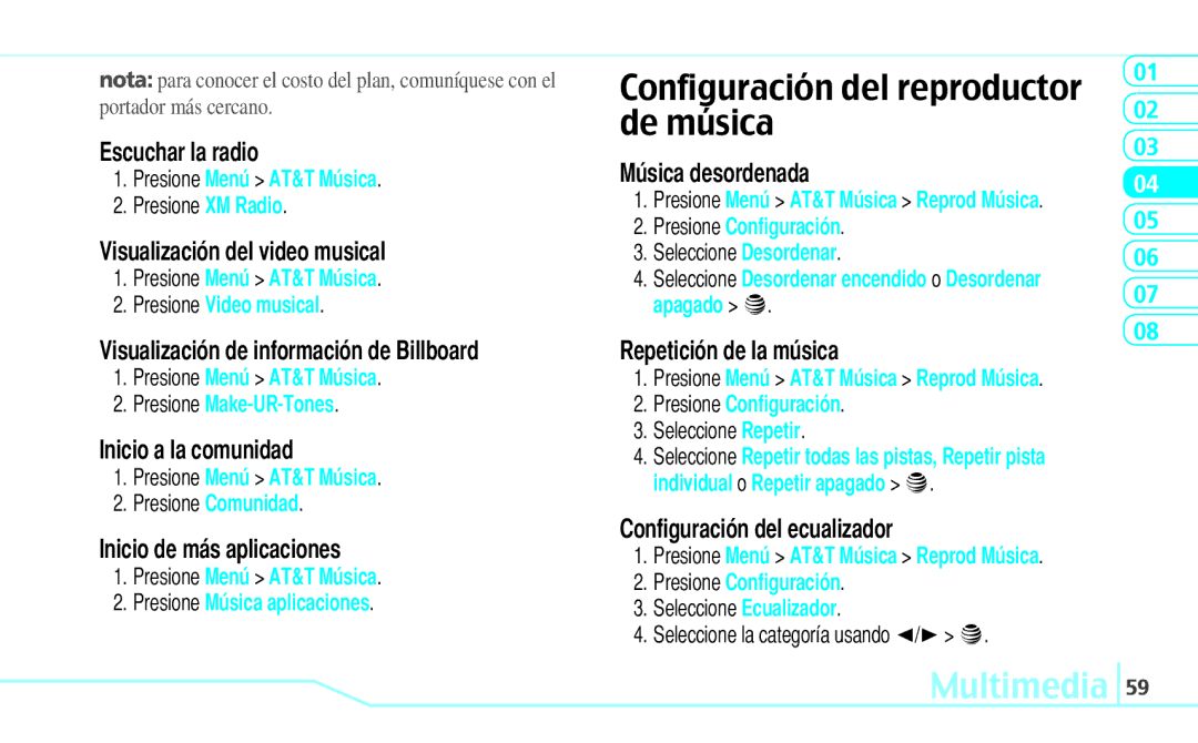 Pantech Reveal, 5U000242C0A manual Configuración del reproductor de música 