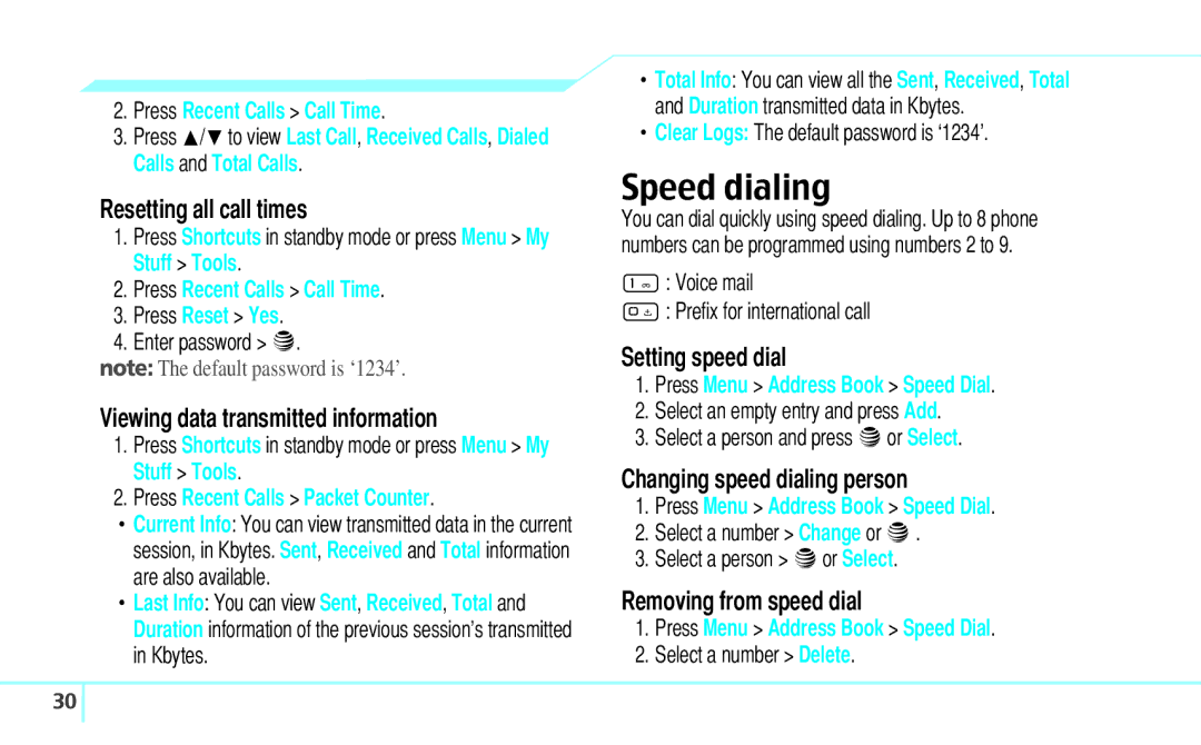 Pantech 5U000242C0A, Reveal manual Speed dialing 