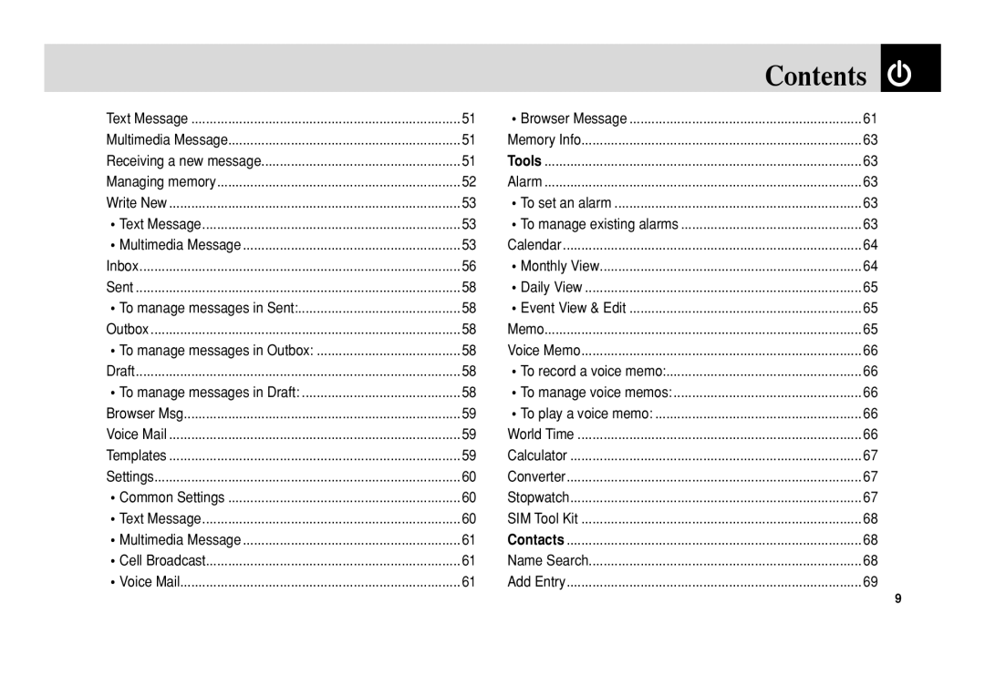 Pantech 5U010344000REV00 manual Contents 