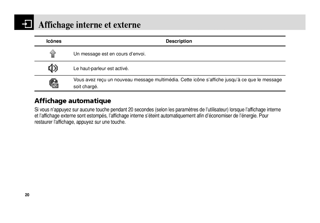 Pantech 5U010344000REV00 manual Affichage automatique 