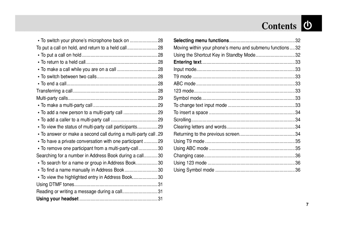 Pantech 5U010344000REV00 manual Contents 