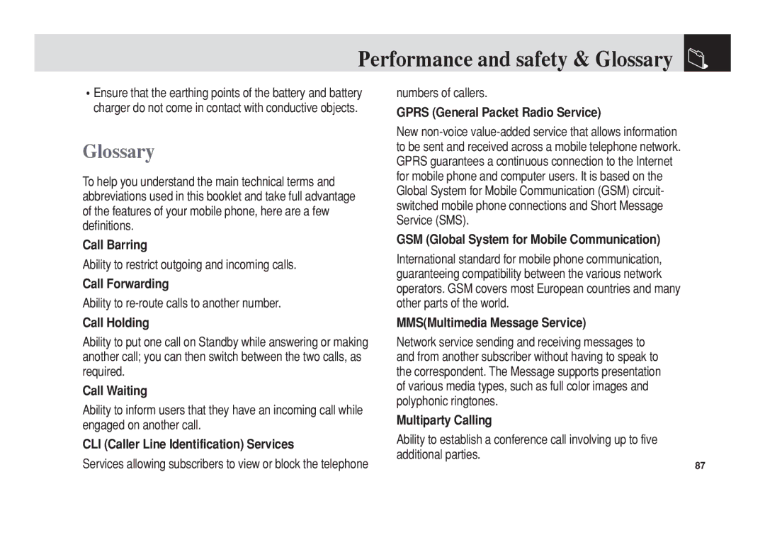 Pantech 5U010344000REV00 manual Glossary 