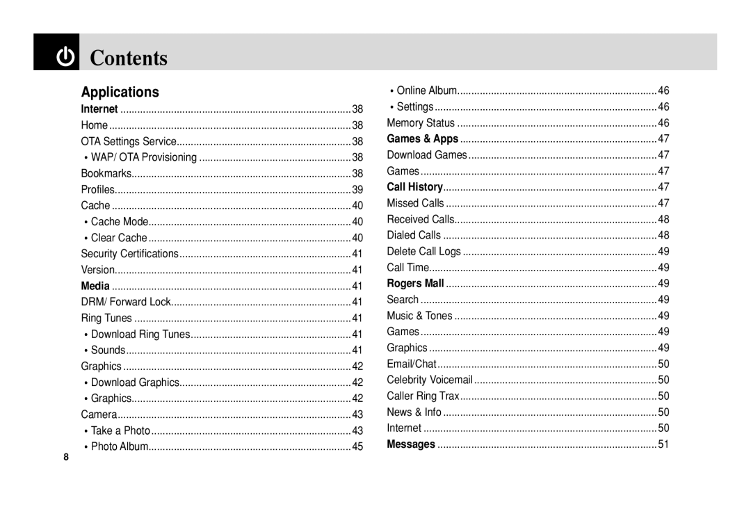 Pantech 5U010344000REV00 manual Applications 