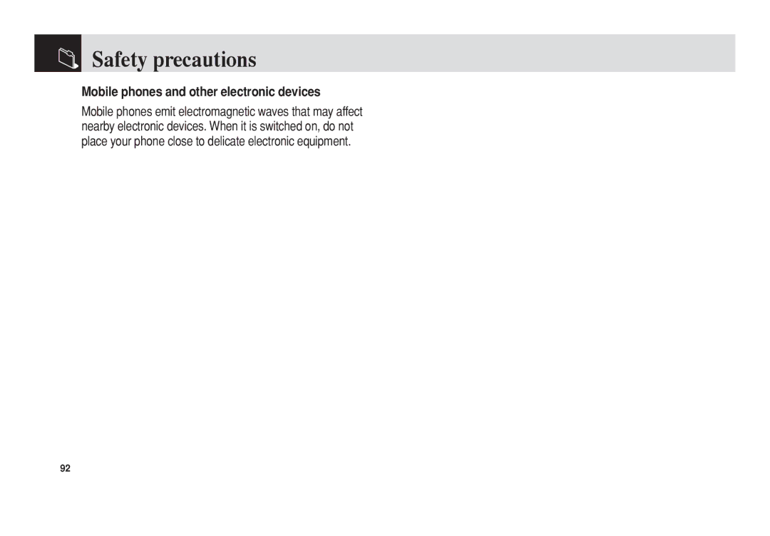 Pantech 5U010344000REV00 manual Mobile phones and other electronic devices 