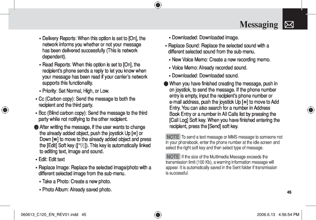 Pantech C120 manual Messaging 