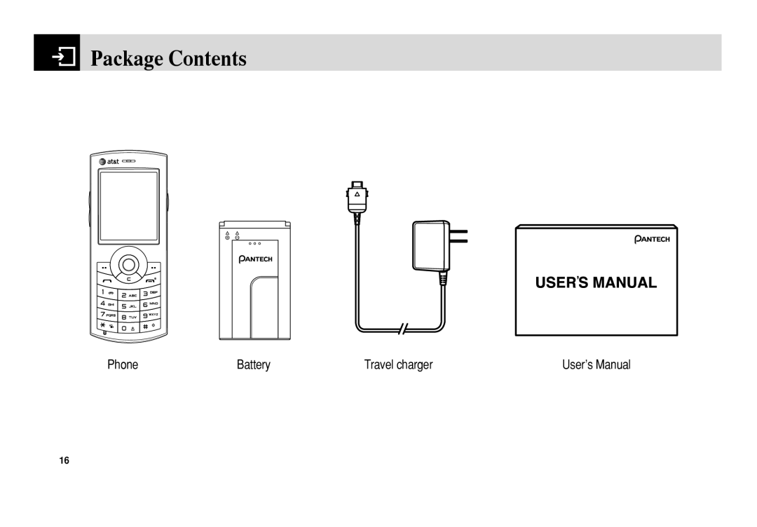 Pantech C150 manual Package Contents 