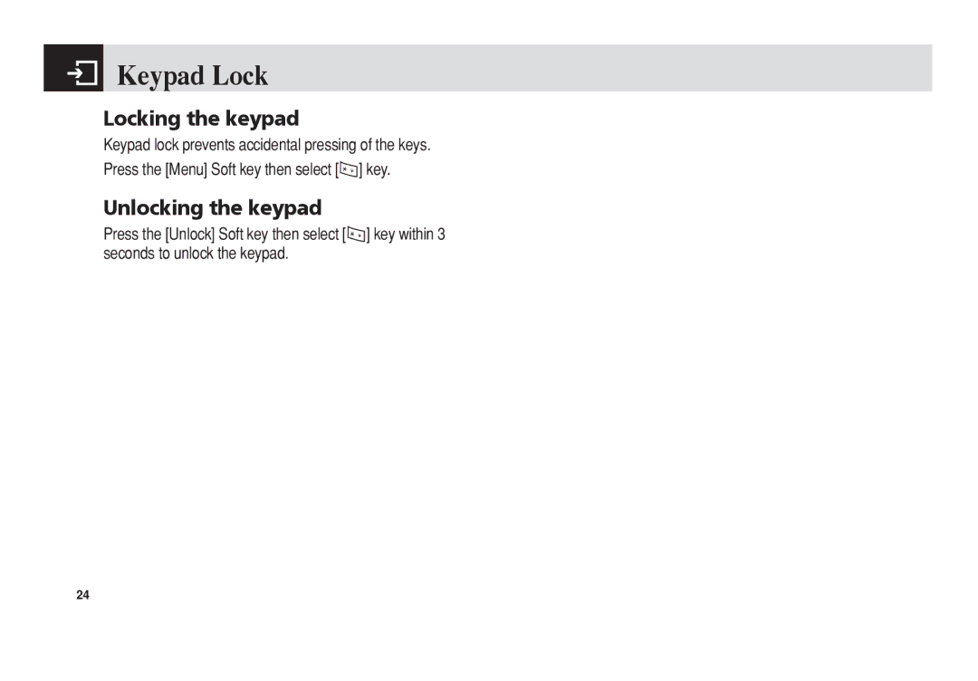 Pantech C150 manual Keypad Lock, Locking the keypad, Unlocking the keypad 