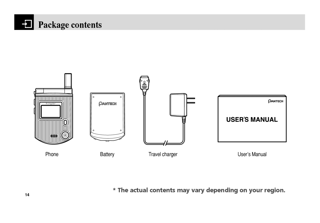 Pantech C3 manual Package contents 