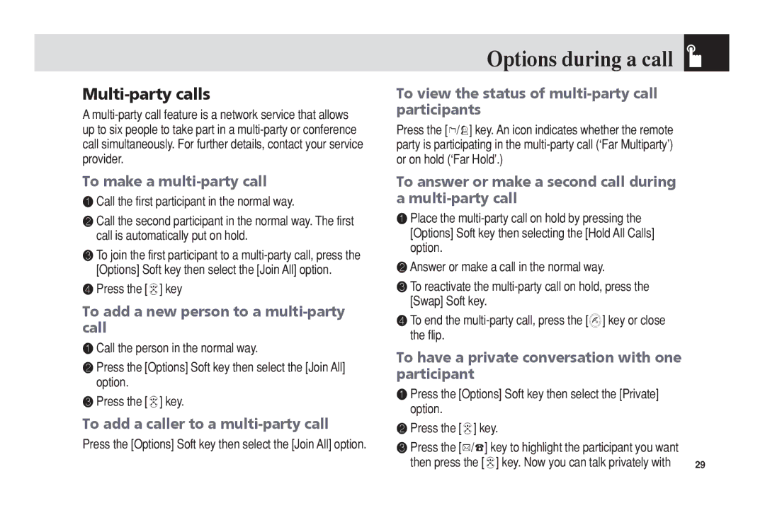 Pantech C3 manual Multi‐party calls 